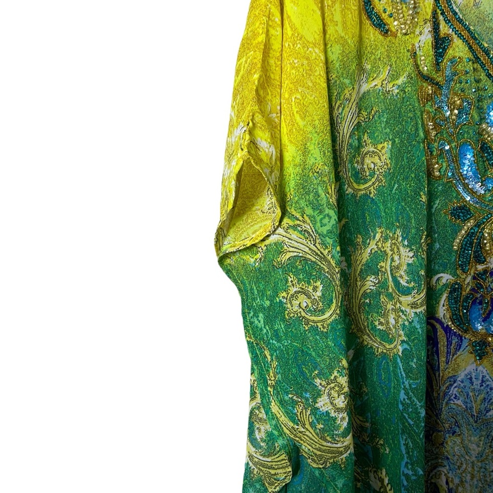 Vibrant Yellow-Green Floral Maxi Dress - Picture 5 of 9